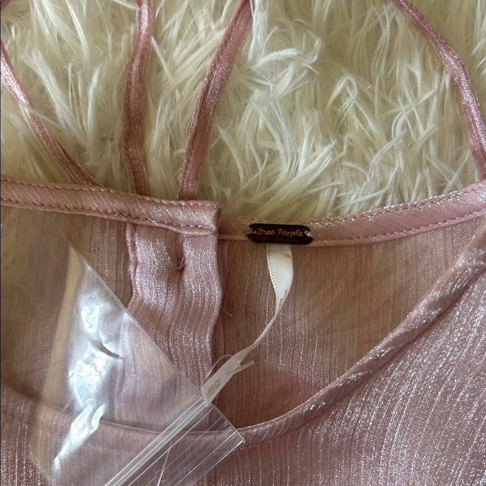 Free People Freya frost top Sheer Blush Pink Long-Sleeve Peasant Top - Picture 8 of 11